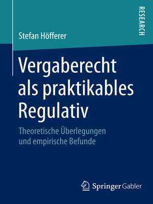cover image of Vergaberecht als praktikables Regulativ